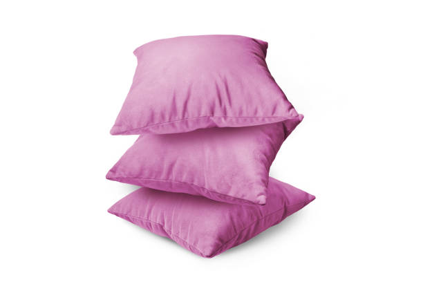 istock Stack of pink pillows isolated on white background 1818776121