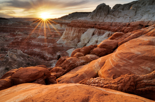 Sunset landscape at Paria Rimrocks, Utah, USA