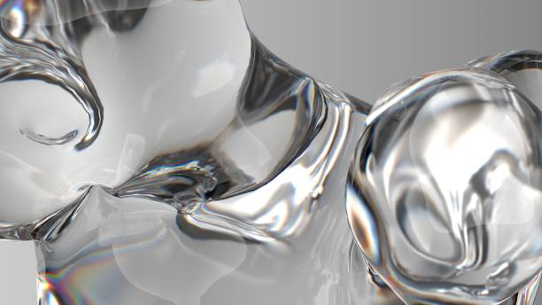 Raindrops on bright metallic  surface. Full frame view suitable for backgrounds.