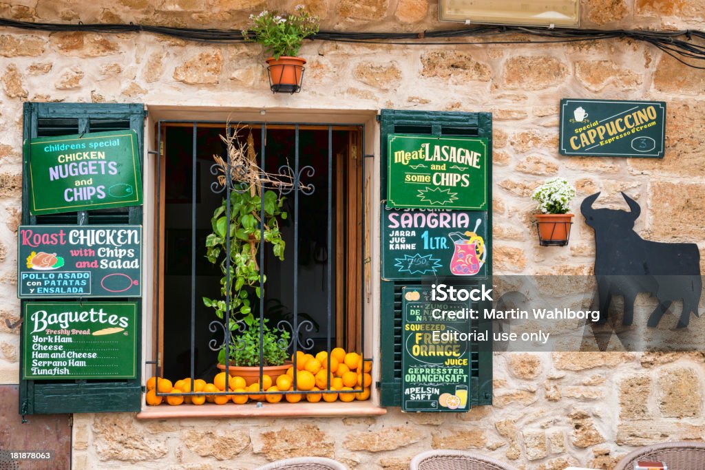 The wall of a Spanish tapas restaurant Window on a Spanish tapas restaurant. Spain Stock Photo