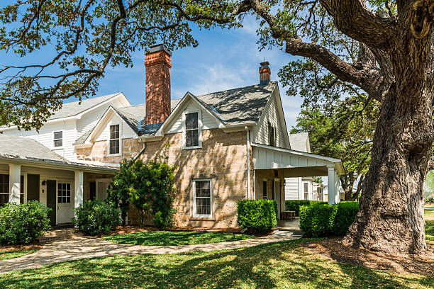 ranch house-lyndon b. johnson parque histórico nacional, texas - southern mansion - fotografias e filmes do acervo