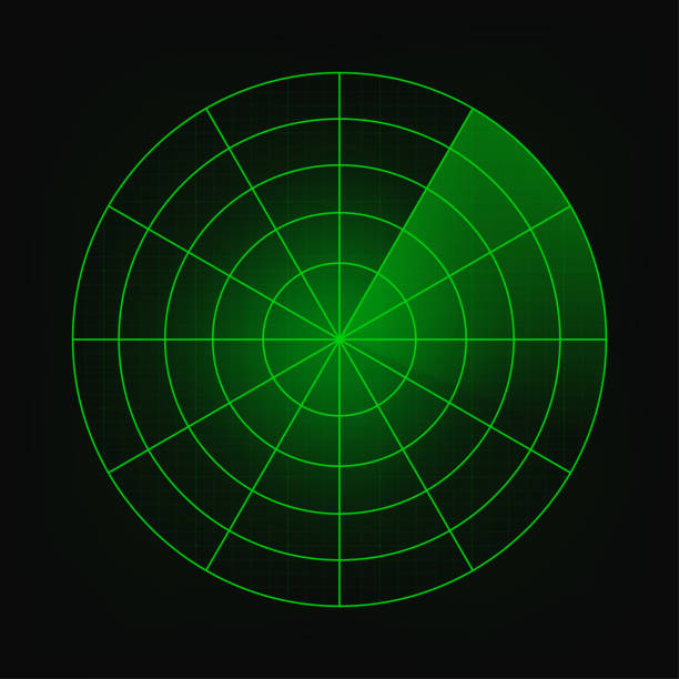 istock Realistic vector radar in searching. Air search. Military search system blip illustration. Navigation interface wallpaper. Navy sonar. Technology background. Vector illustration 1818791338