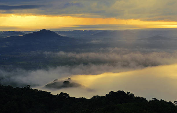 istock Beautiful sunshine at misty morning mountains . 181879175