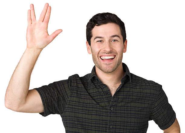 istock Man Gives Vulcan Salute Hand Gesture 181879286