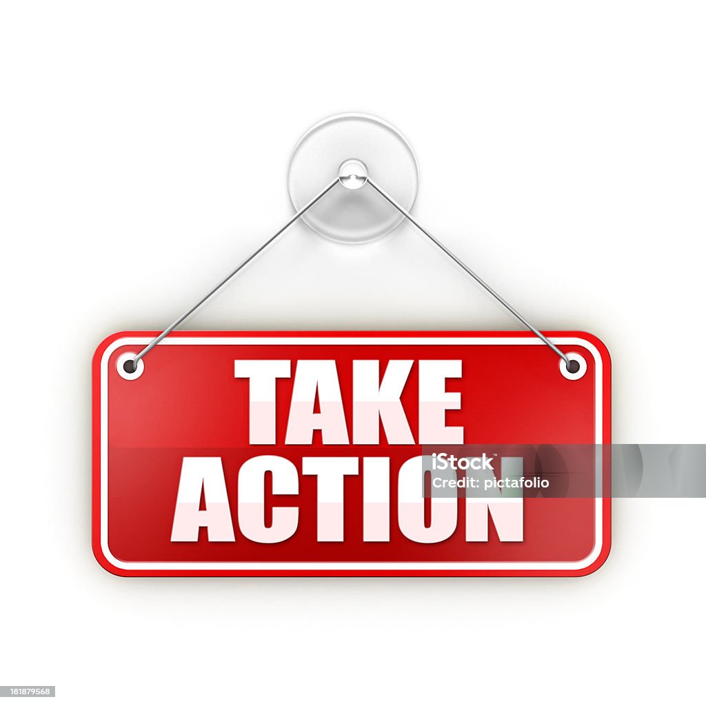 take action Sticky red sign Clean and Glossy yellow rectangular shaped sticker sign with take action words.. Acting - Performance Stock Photo