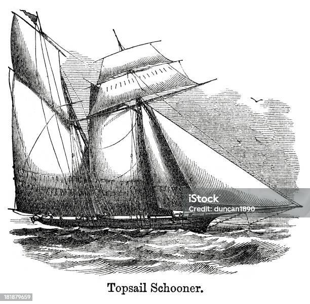 Topsail Schooner Vecteurs libres de droits et plus d'images vectorielles de Antiquités - Antiquités, D'autrefois, Grand voilier