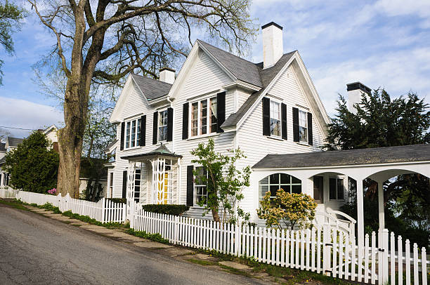 White Picket Fence in front of Detached House - Russell, Bay of Islands, Northland, North Island, New Zealand  