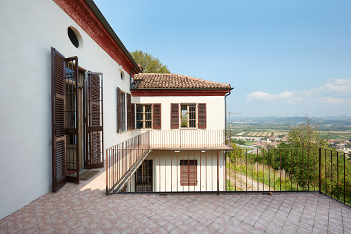 Large terrace in old country house in Italy