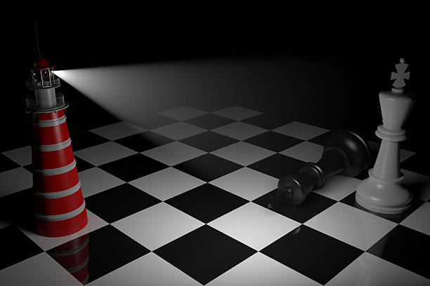 jeu d'échecs - dark light beam beacon projection photos et images de collection