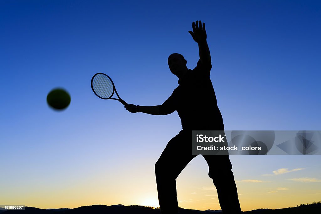Silhueta de Jogador de tênis - Foto de stock de Adulto royalty-free