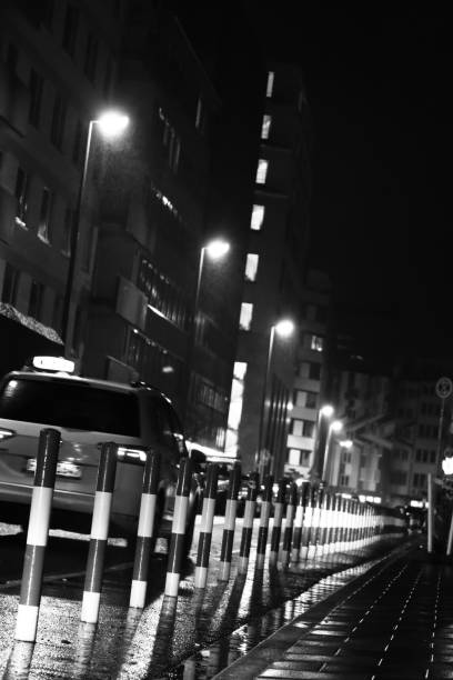 istock Frankfurt Night Black and White Light people Buildings 1818804373
