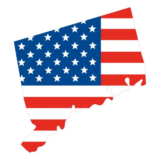 Vector illustration of Connecticut map with USA flag. USA Map