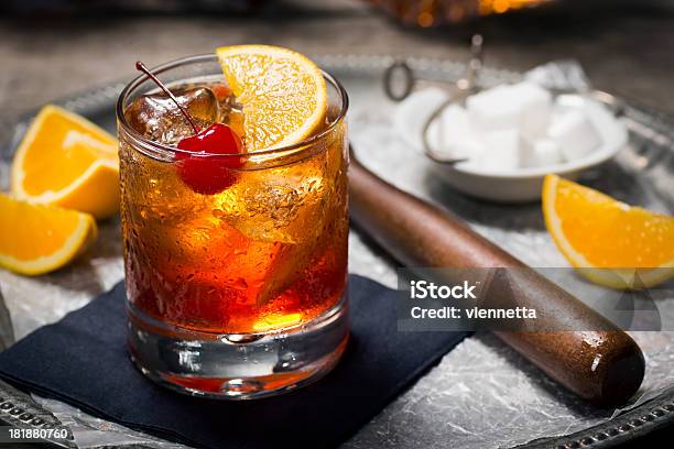 Old Fashioned Cocktail In A Vintage Bar Stock Photo - Download Image Now - Cocktail, Whiskey, Old-fashioned