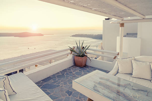 istock Greece Sunset Lounge,Santorini View 181881338