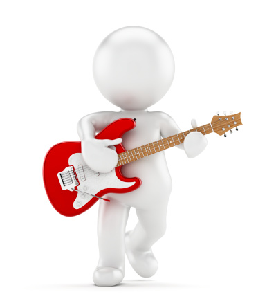 3D simple character playing an electric guitar.For more small people images: