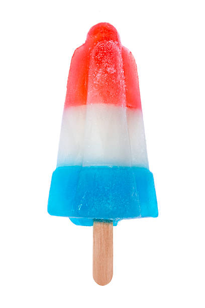 Red-white-and-blue popsicle isolated on white A red-white-and-blue popsicle on a white background. flavored ice stock pictures, royalty-free photos & images