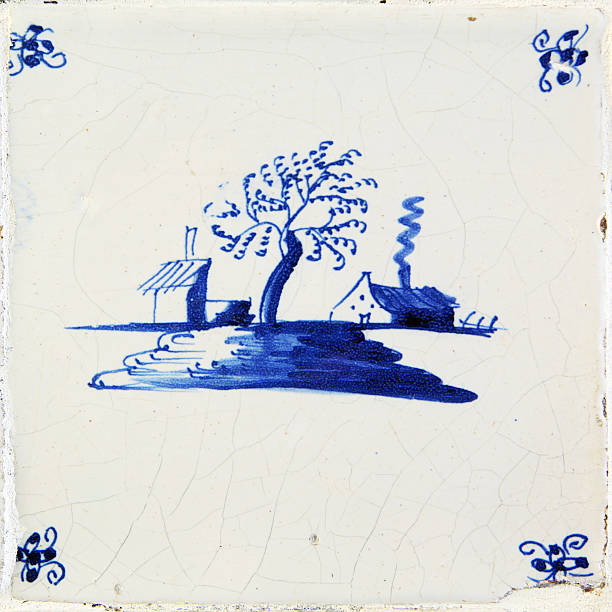 istock Antique Delft Blue and white tile 181882071