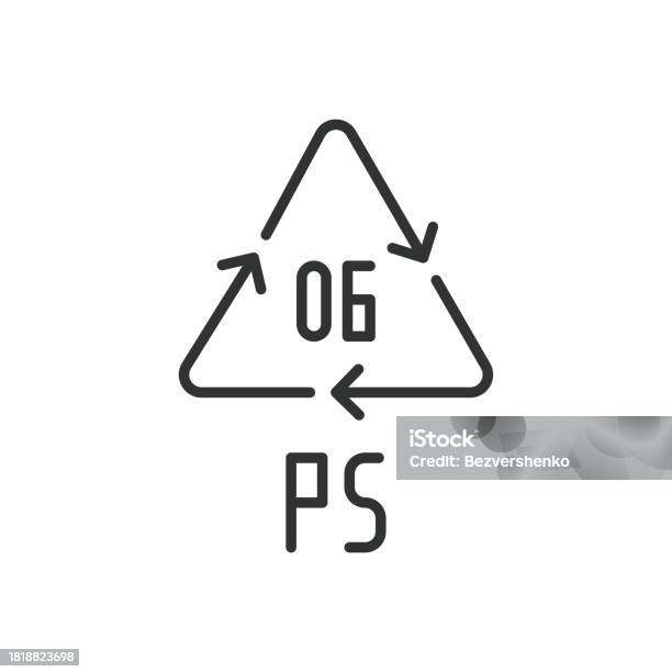 Ps 06 Ps 06 Recycling Code Symbol Plastic Recycling Vector Polystyrene Sign ...