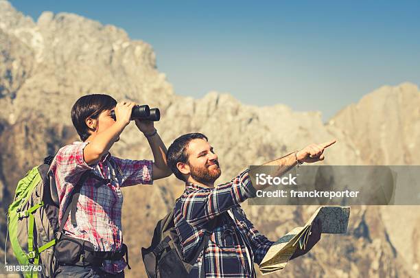 Observing On The Mountain Stock Photo - Download Image Now - 20-29 Years, Adult, Adults Only