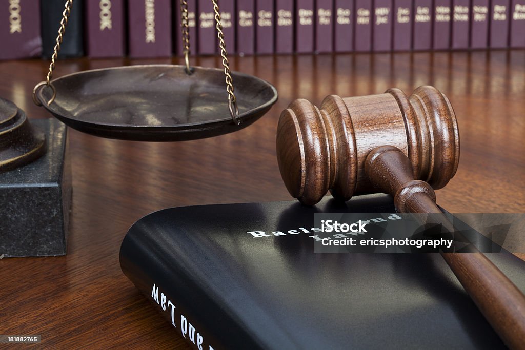 Racism and Law A fictitious law book on racism. Apartheid Stock Photo