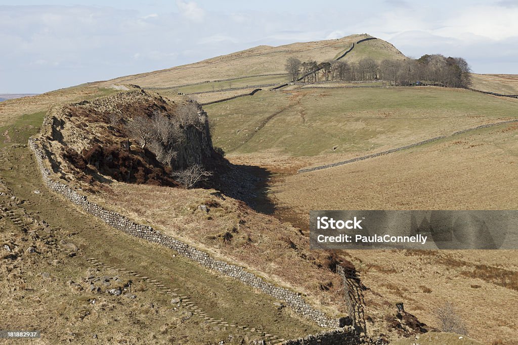 Hadrian's Wall "A view of Hadrian's Wall, Northumberland, looking west towards Steel Rigg and Winshields Crag, taken in early spring.See more images from Hadrian's Wall in my lightbox:" Ancient Stock Photo