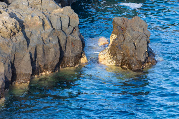 Volcanic rocks in the coast line. La Palma.