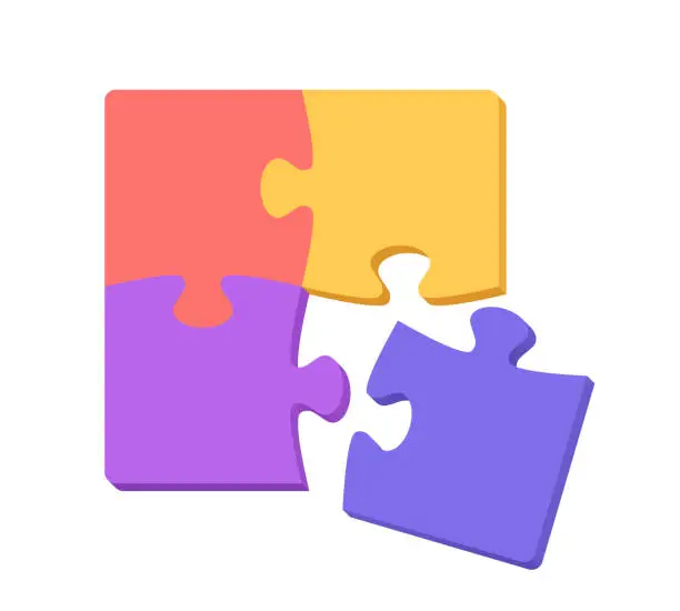 Vector illustration of Putting a puzzle together