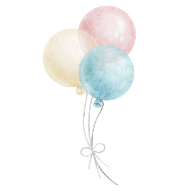 kilka kolorowych balonów powietrznych. ilustracja akwarelowa. odizolowany. koncepcja przyjęcia urodzinowego. element do projektowania kartek, zaproszeń, teł, scrapbookingu, pakowania, artykułów dziecięcych, sklepu dziecięcego, baby shower - birthday balloon bouquet clip art stock illustrations