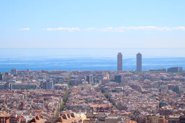 Barcelone city view from top and sea view