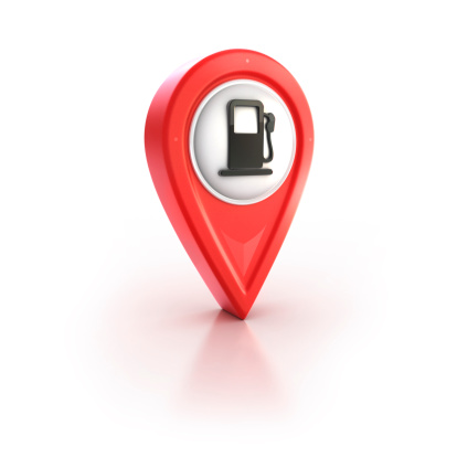 Plus sign on a mappin (droppin) icon suitable for gas and fuel locations or adding location info .. etc