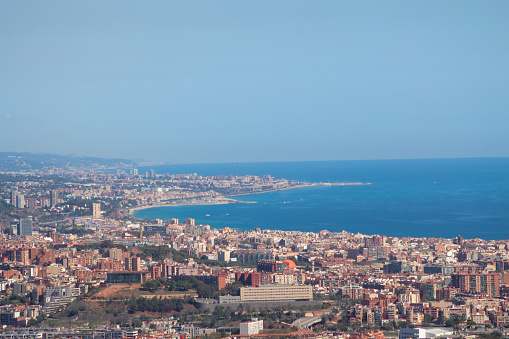 Barcelone city view from top and sea view