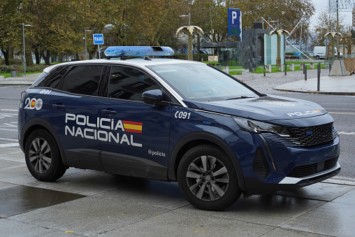 Spanish Policia Nacional in Santander city streets, Spain