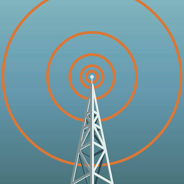 라디오폰에 타워 - communications tower isometric wireless technology mobile phone base station stock illustrations