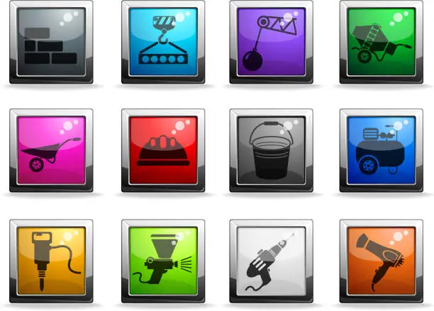 Vector illustration of Symbols of building equipment