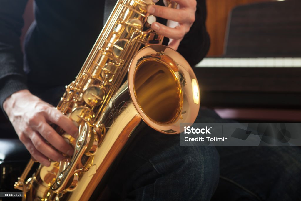 Sax Musician with tenor saxophone Saxophone Stock Photo