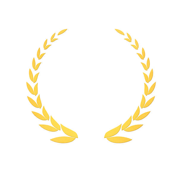 Gold laurels on white.