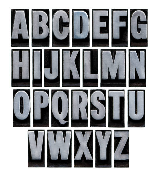 alphabet set aus metall im vintage-look - letter j fotos stock-fotos und bilder