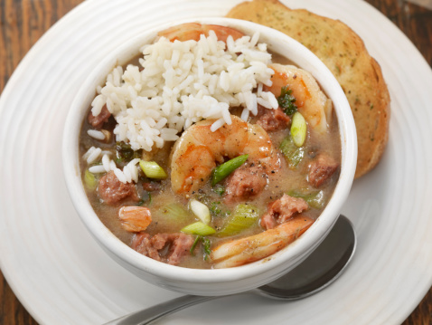Creole Style Shrimp and Sausage Gumbo with white rice- Photographed on Hasselblad H3D2-39mb Camera