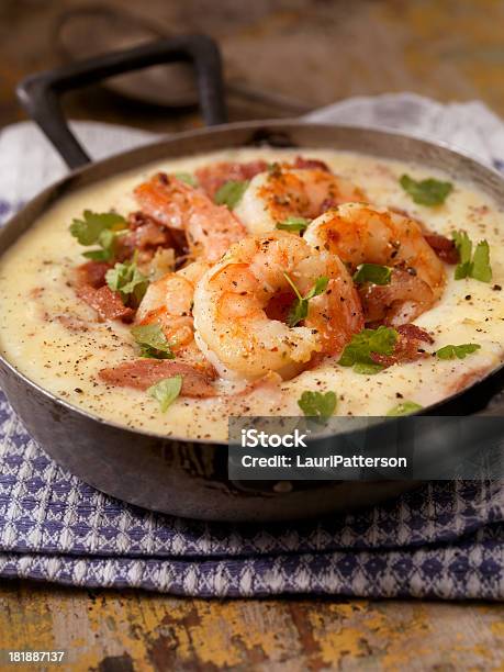 Shrimp And Grits Stock Photo - Download Image Now - American Culture, Bacon, Bowl