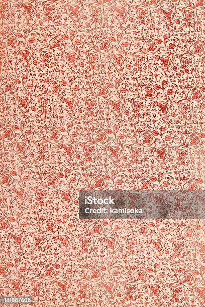 Antiguo Con Flores De Papel Tapiz Rojo Foto de stock y más banco de imágenes de Abstracto - Abstracto, Anticuado, Antigualla