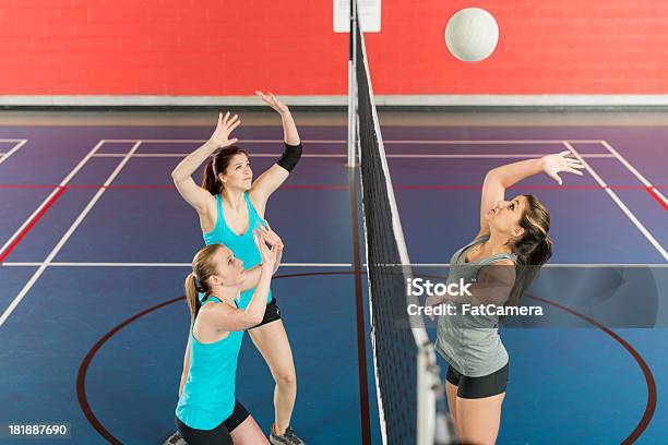 Girls Volleyball Stock Photo - Download Image Now - 18-19 Years, Active Lifestyle, Adult