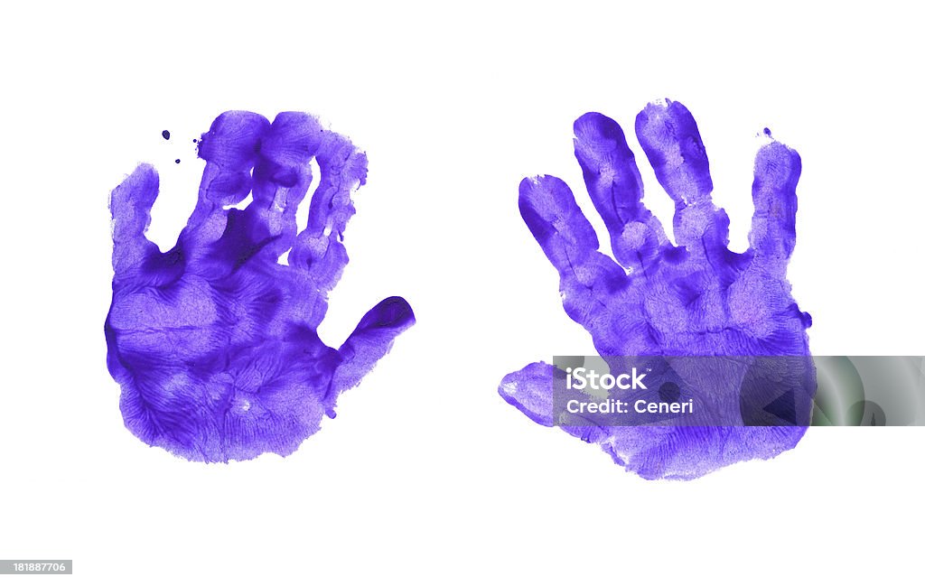 Bebês/crianças pequenas roxo impressão manual - Foto de stock de Marca da mão royalty-free