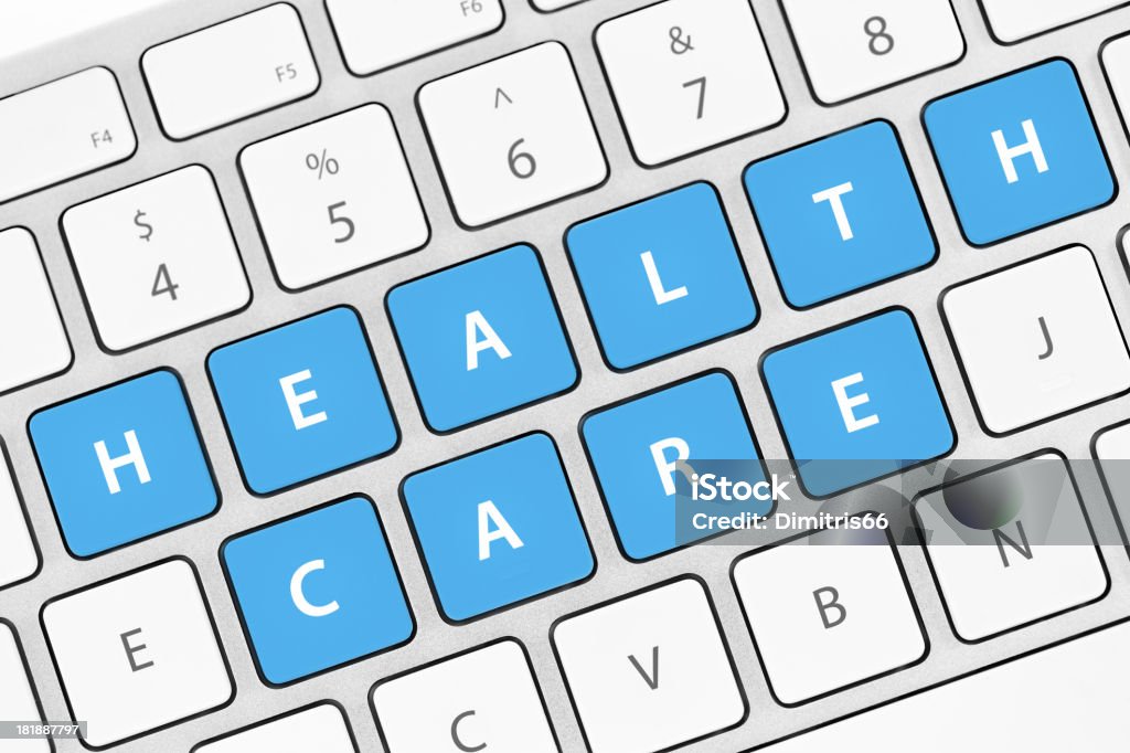 Saúde no teclado - Royalty-free Azul Ilustração de stock