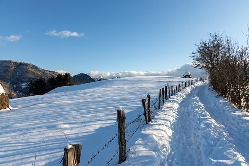 Beautiful winter landscape in Transilvania, Romania