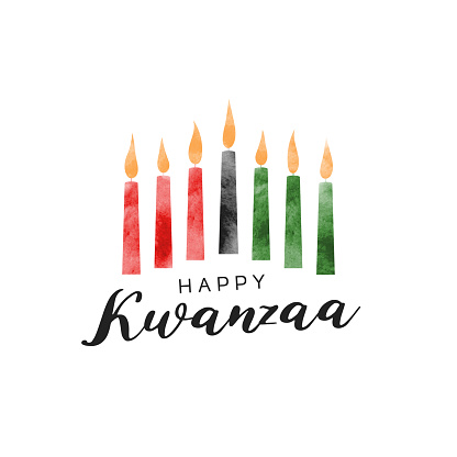 Happy Kwanzaa poster with watercolor candles. Vector illustration. EPS10