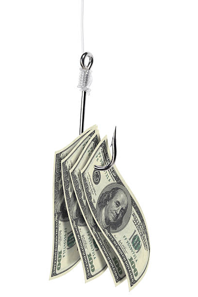 Money Concept Hundred dollars bait. fishing hook stock pictures, royalty-free photos & images