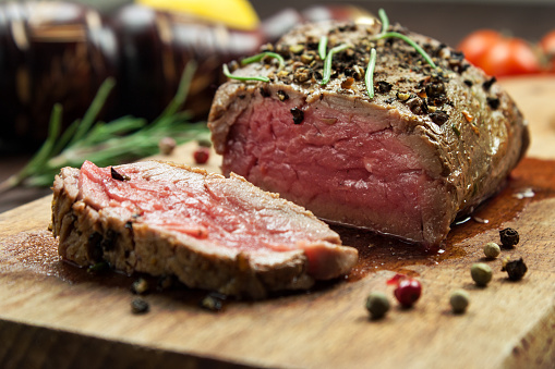 Juicy Beef Steak on a Cutting Board