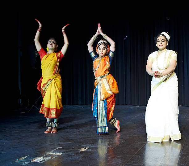 istock Classical Indian Kuchipudi Dancers giving stage performance 181888671