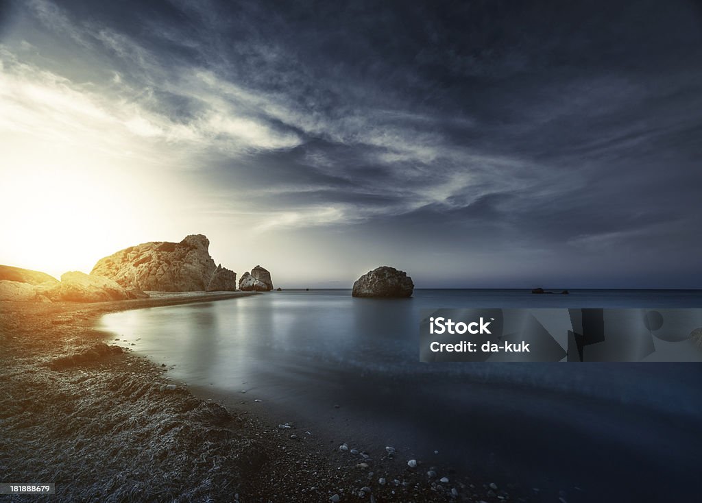 Evening sunset on sea Storm Stock Photo