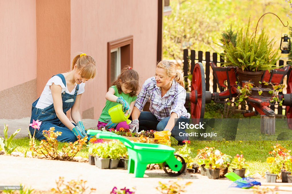 Família Jardinagem juntos ao ar livre - Royalty-free 25-29 Anos Foto de stock